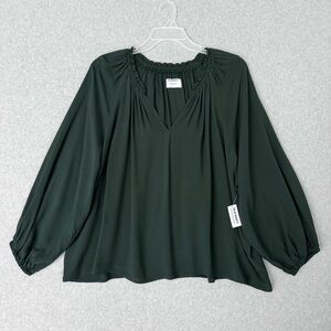 Old Navy Top Blouse Womens XXL Petite Green Relax Business Casual Cottage NWT